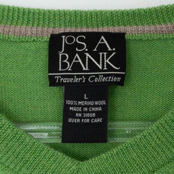 Jos A Bank Merino Wool Green Pullover Sweater Mens Size Large - Picture 3 of 6